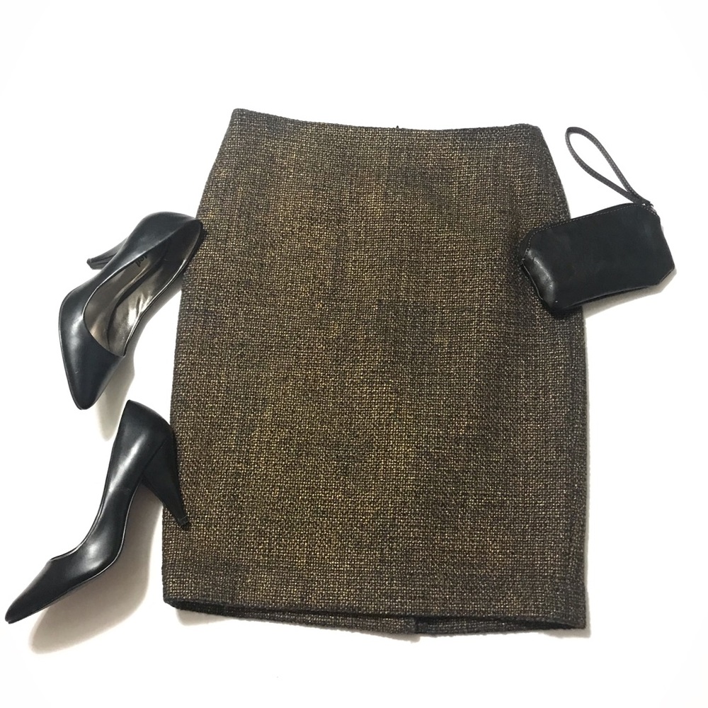 NWT Talbots Wool Gold boucle tweed Pencil Skirt 8